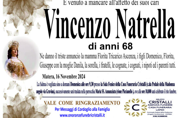 Vincenzo Natrella di anni 68